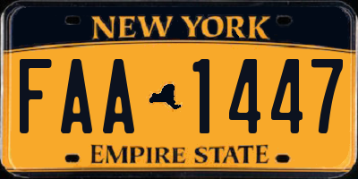 NY license plate FAA1447