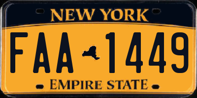 NY license plate FAA1449