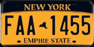 NY license plate FAA1455