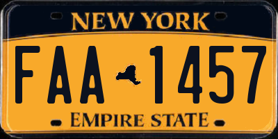 NY license plate FAA1457