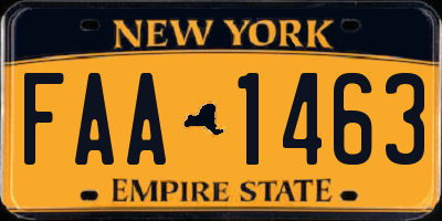 NY license plate FAA1463