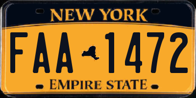 NY license plate FAA1472