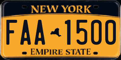 NY license plate FAA1500