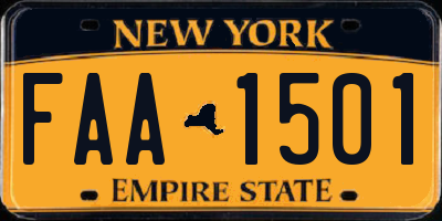 NY license plate FAA1501