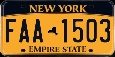 NY license plate FAA1503
