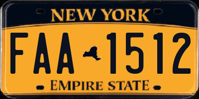 NY license plate FAA1512