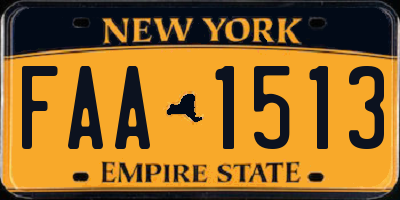 NY license plate FAA1513