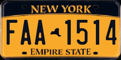 NY license plate FAA1514