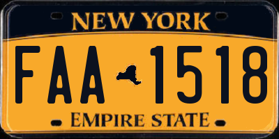 NY license plate FAA1518