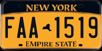 NY license plate FAA1519