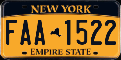 NY license plate FAA1522