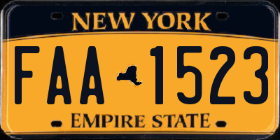 NY license plate FAA1523