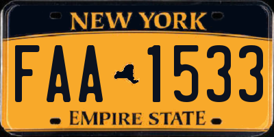 NY license plate FAA1533