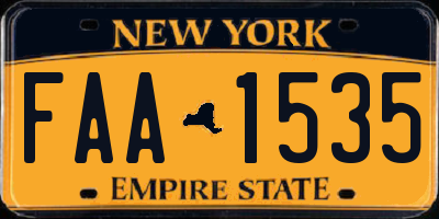 NY license plate FAA1535