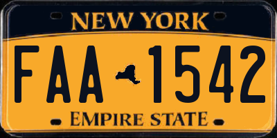 NY license plate FAA1542