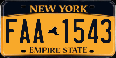 NY license plate FAA1543