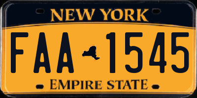 NY license plate FAA1545