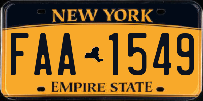 NY license plate FAA1549