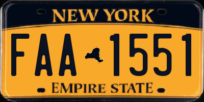 NY license plate FAA1551