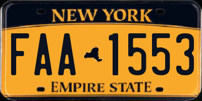 NY license plate FAA1553