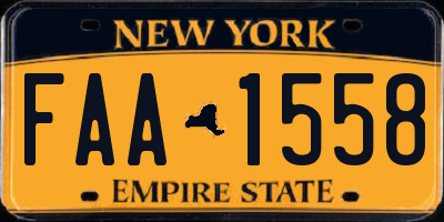 NY license plate FAA1558