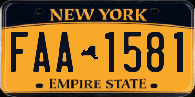 NY license plate FAA1581