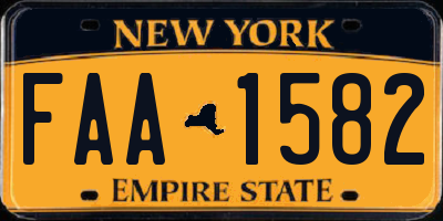 NY license plate FAA1582