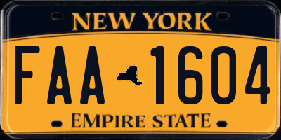 NY license plate FAA1604