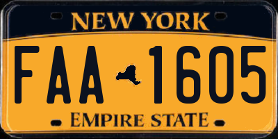 NY license plate FAA1605