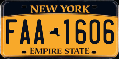 NY license plate FAA1606