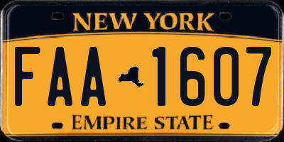 NY license plate FAA1607