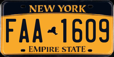 NY license plate FAA1609