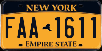 NY license plate FAA1611