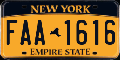 NY license plate FAA1616