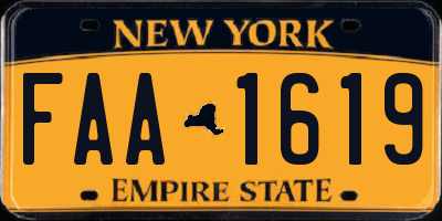 NY license plate FAA1619