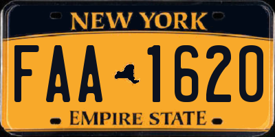 NY license plate FAA1620