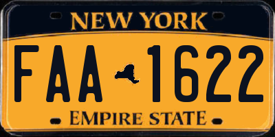 NY license plate FAA1622