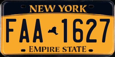 NY license plate FAA1627