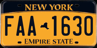 NY license plate FAA1630