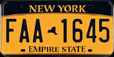 NY license plate FAA1645