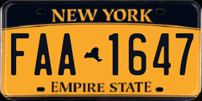 NY license plate FAA1647