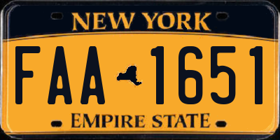 NY license plate FAA1651