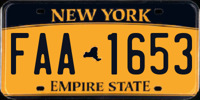 NY license plate FAA1653