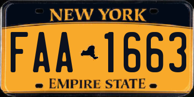 NY license plate FAA1663