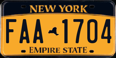 NY license plate FAA1704