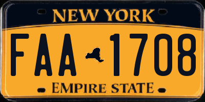 NY license plate FAA1708
