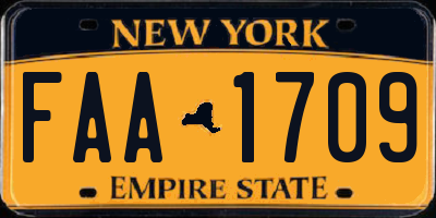 NY license plate FAA1709