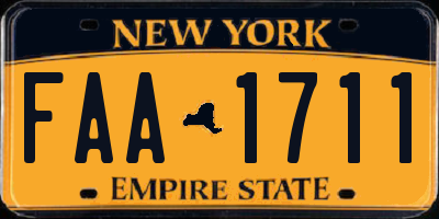 NY license plate FAA1711