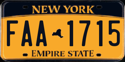 NY license plate FAA1715