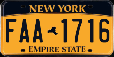 NY license plate FAA1716
